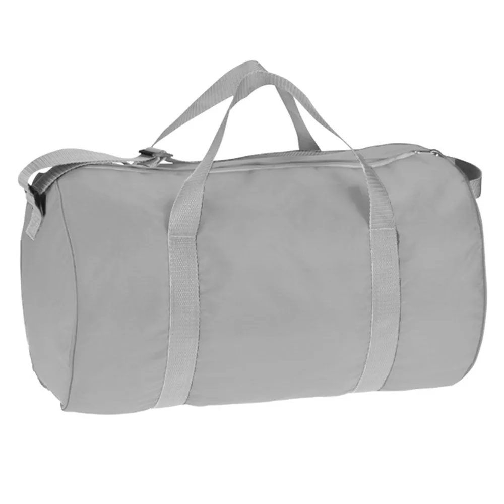 1 Pc Grey Barrel Duffel Bag Lightweight Carrying Tote Travel Luggage Sports Gym