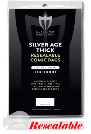 1000ct Case Silver / Regular Resealable Thick Comic Bags - 7-1/4x10-1/2