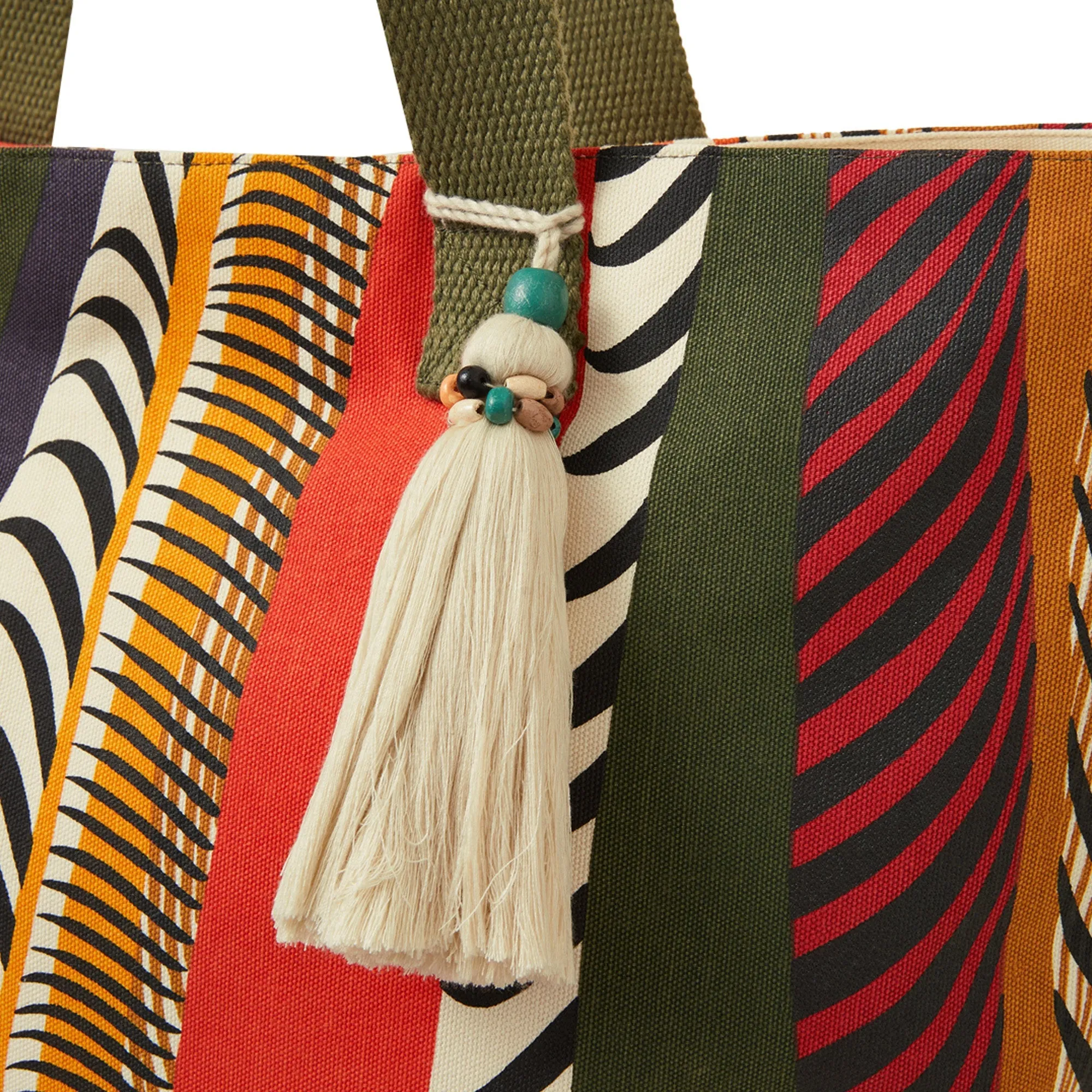 Accessorize London Women's Green Stripe Beach Tote Bag