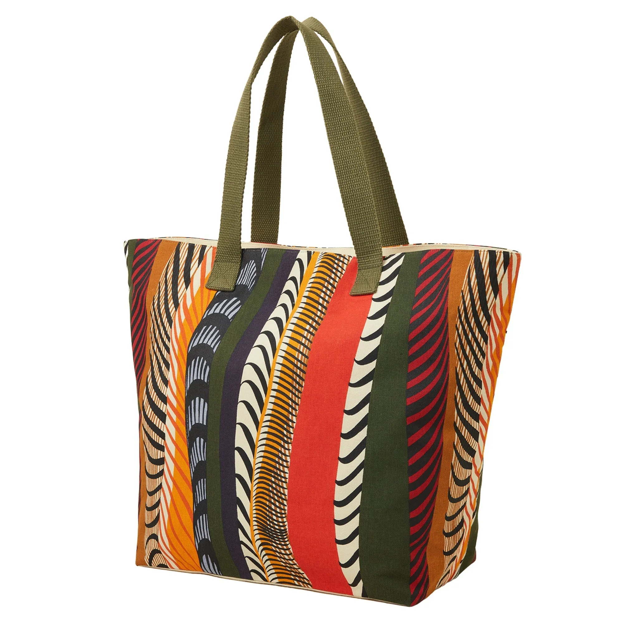 Accessorize London Women's Green Stripe Beach Tote Bag
