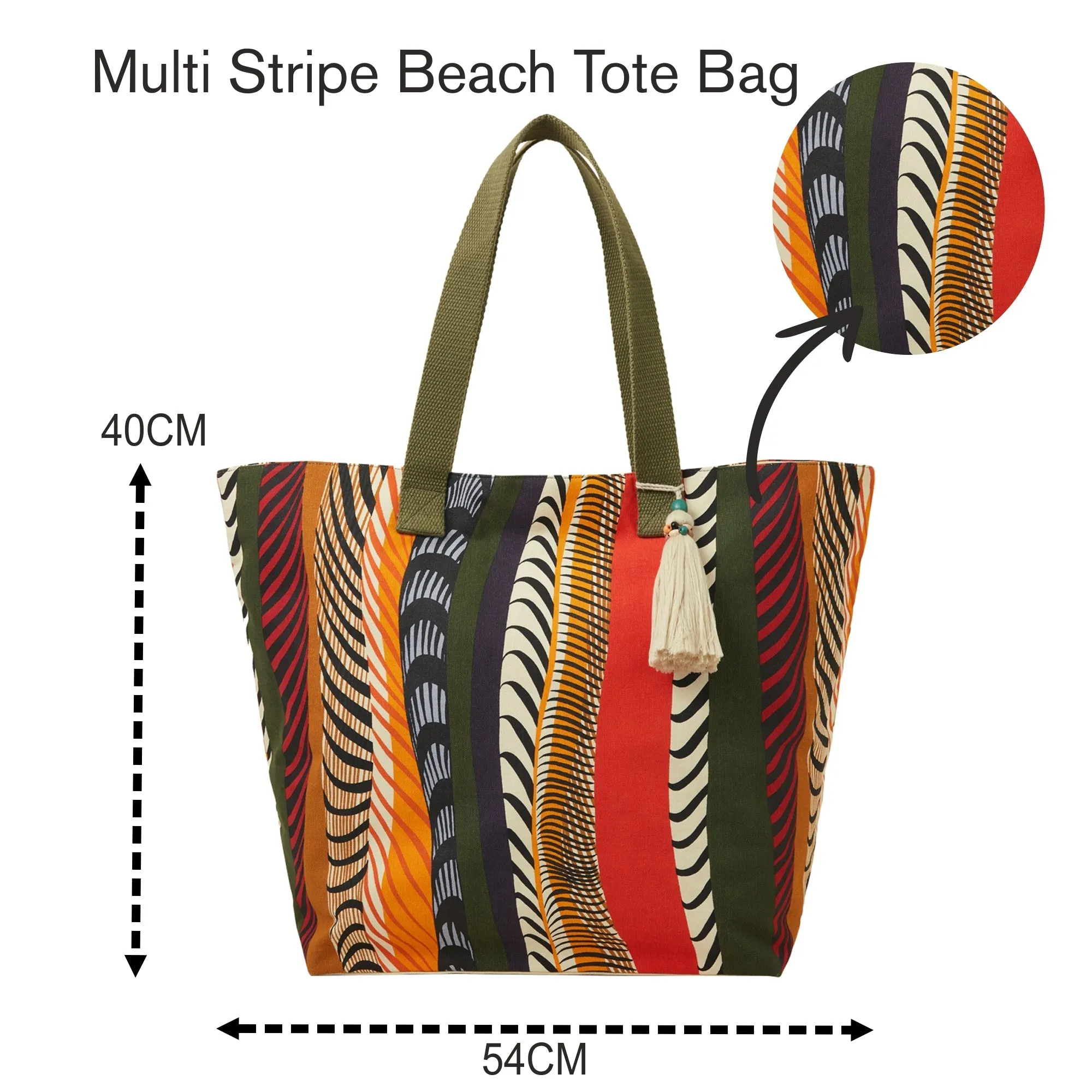 Accessorize London Women's Green Stripe Beach Tote Bag