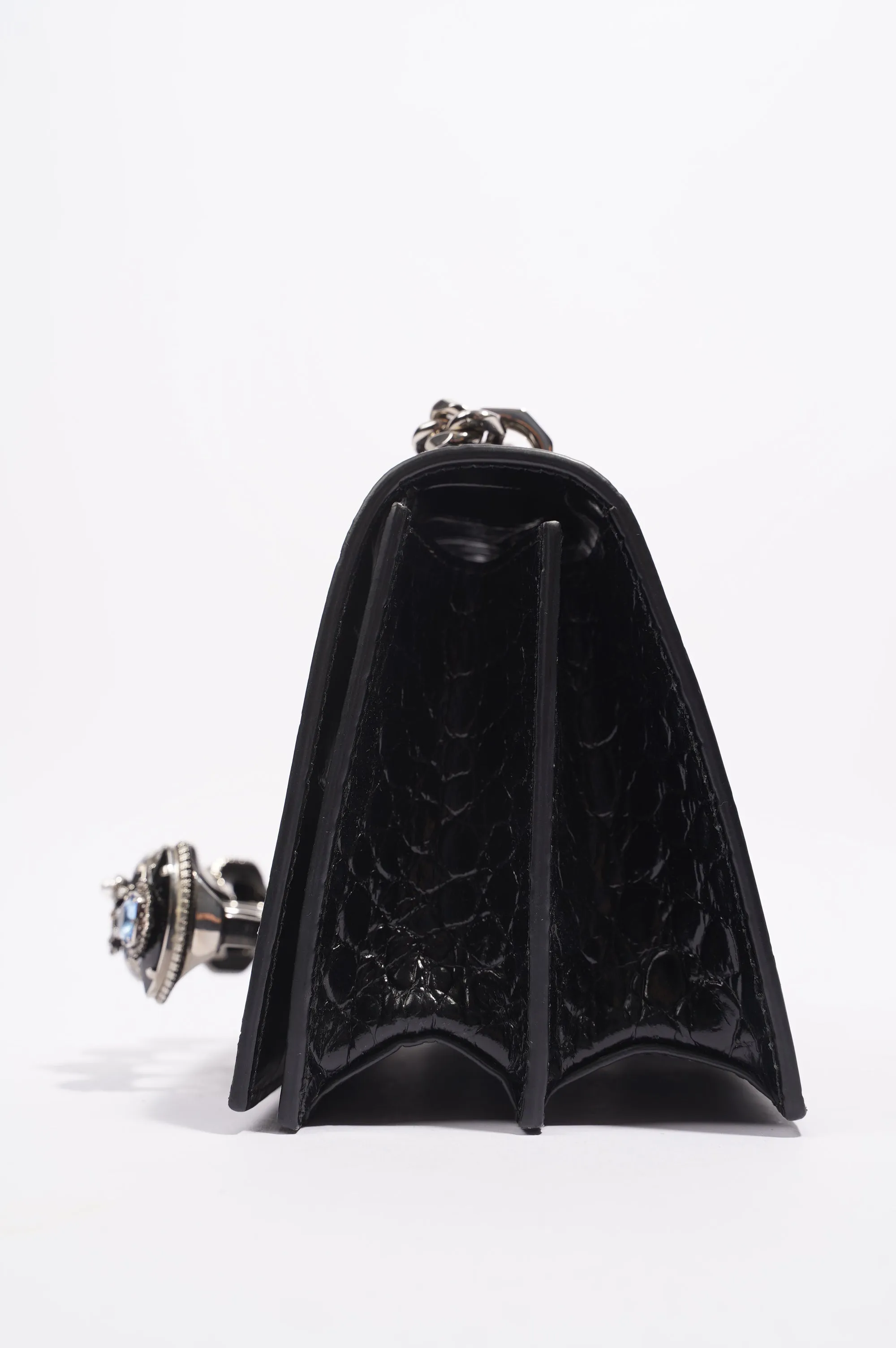 Alexander McQueen Womens Four Ring Shoulder Bag Black Leather Small