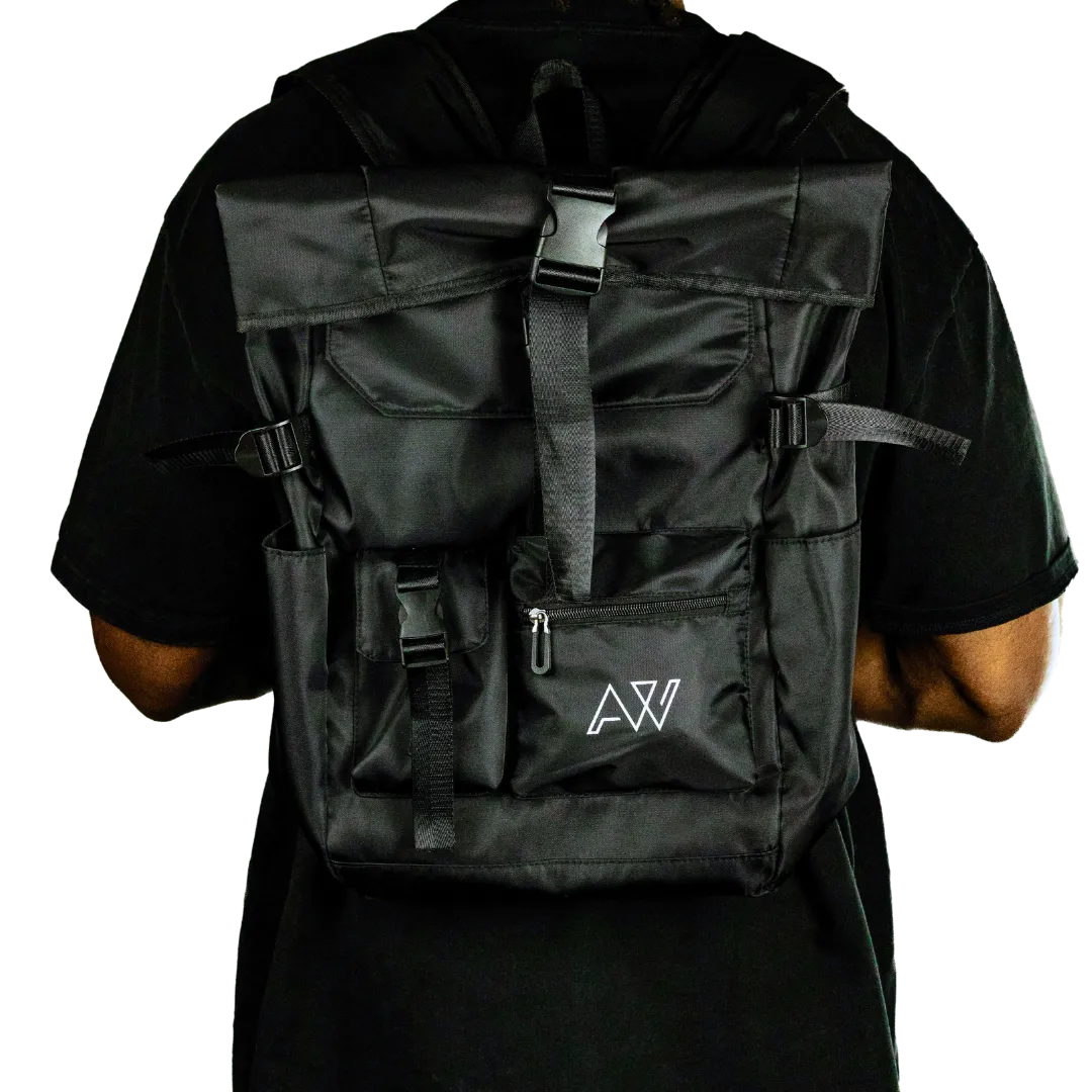 AW Men's Buckle Backpack in Black Nylon