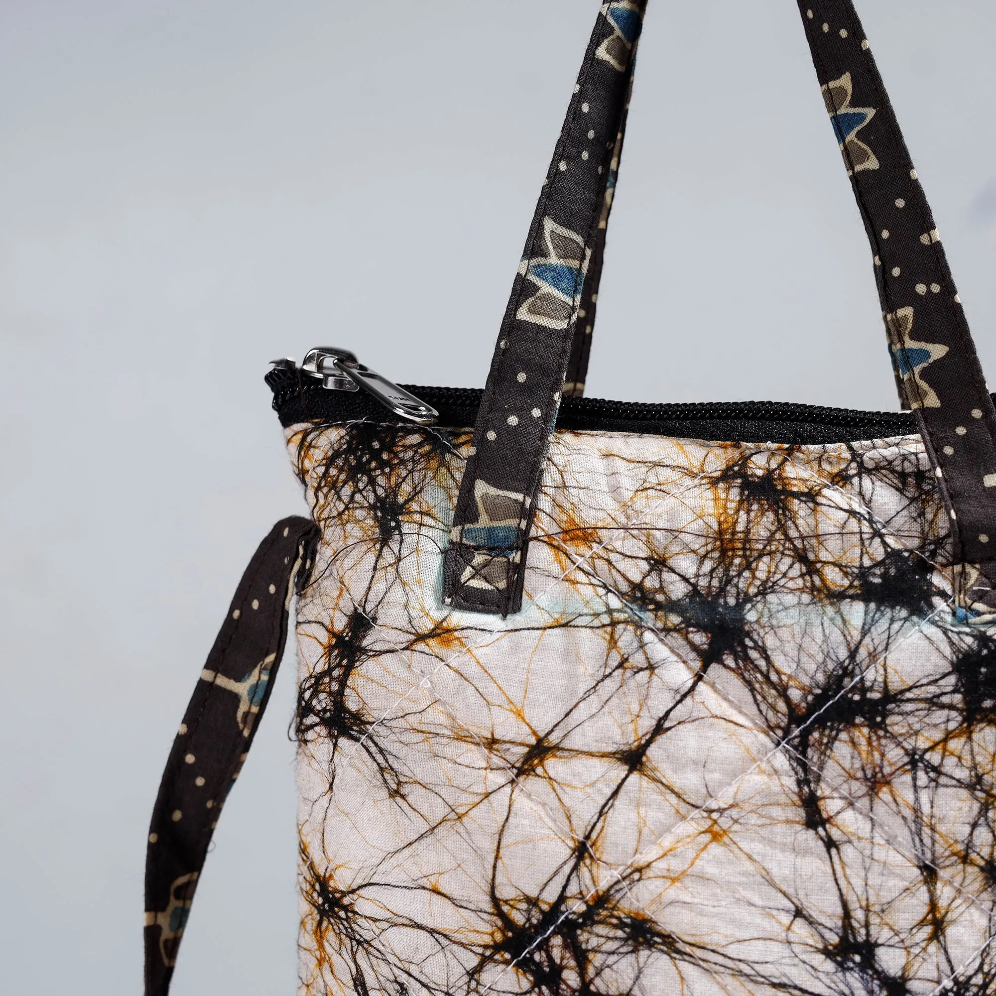 Beige - Handmade Quilted Cotton Sling Bag 06