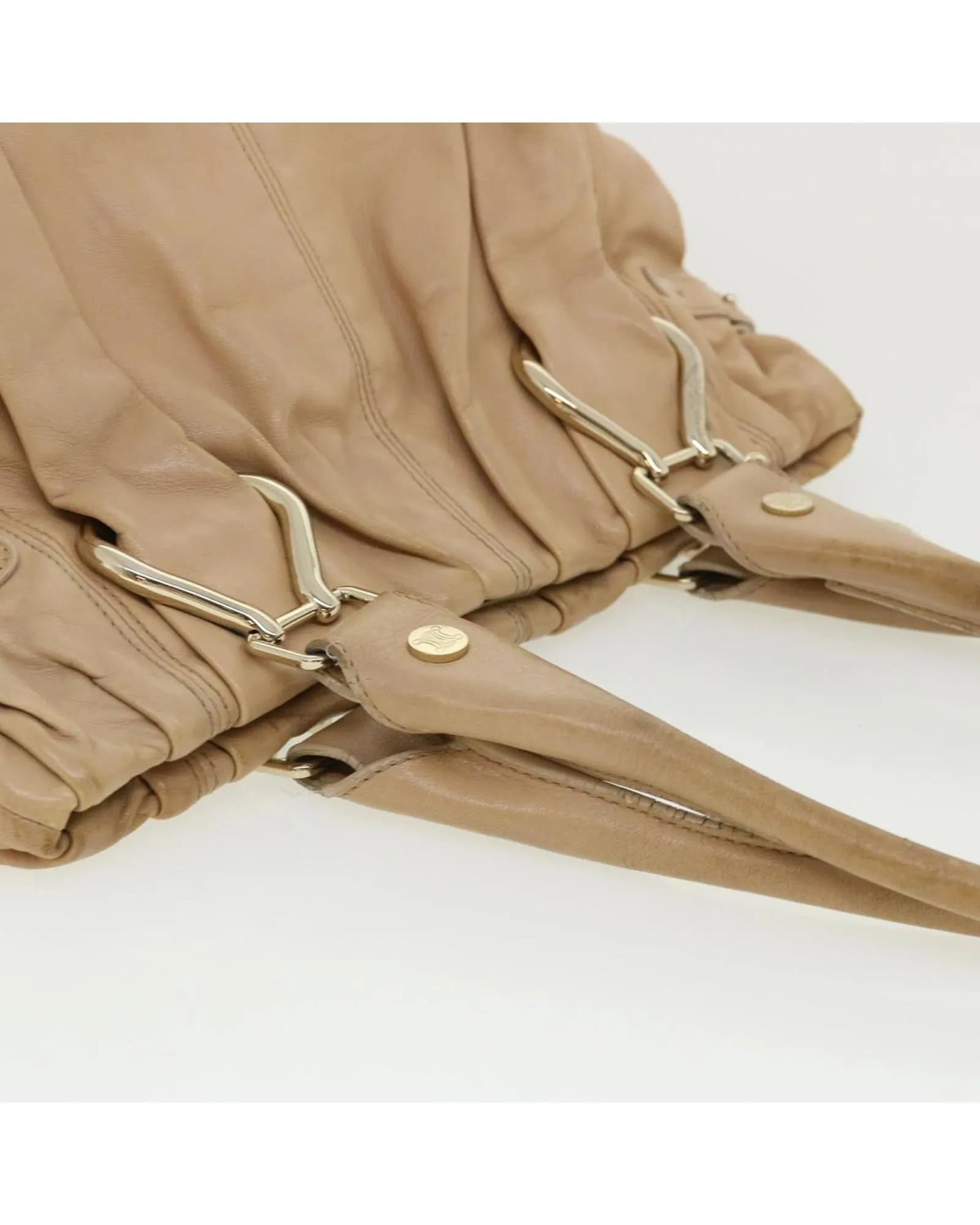 Beige Leather Shoulder Bag by Celine