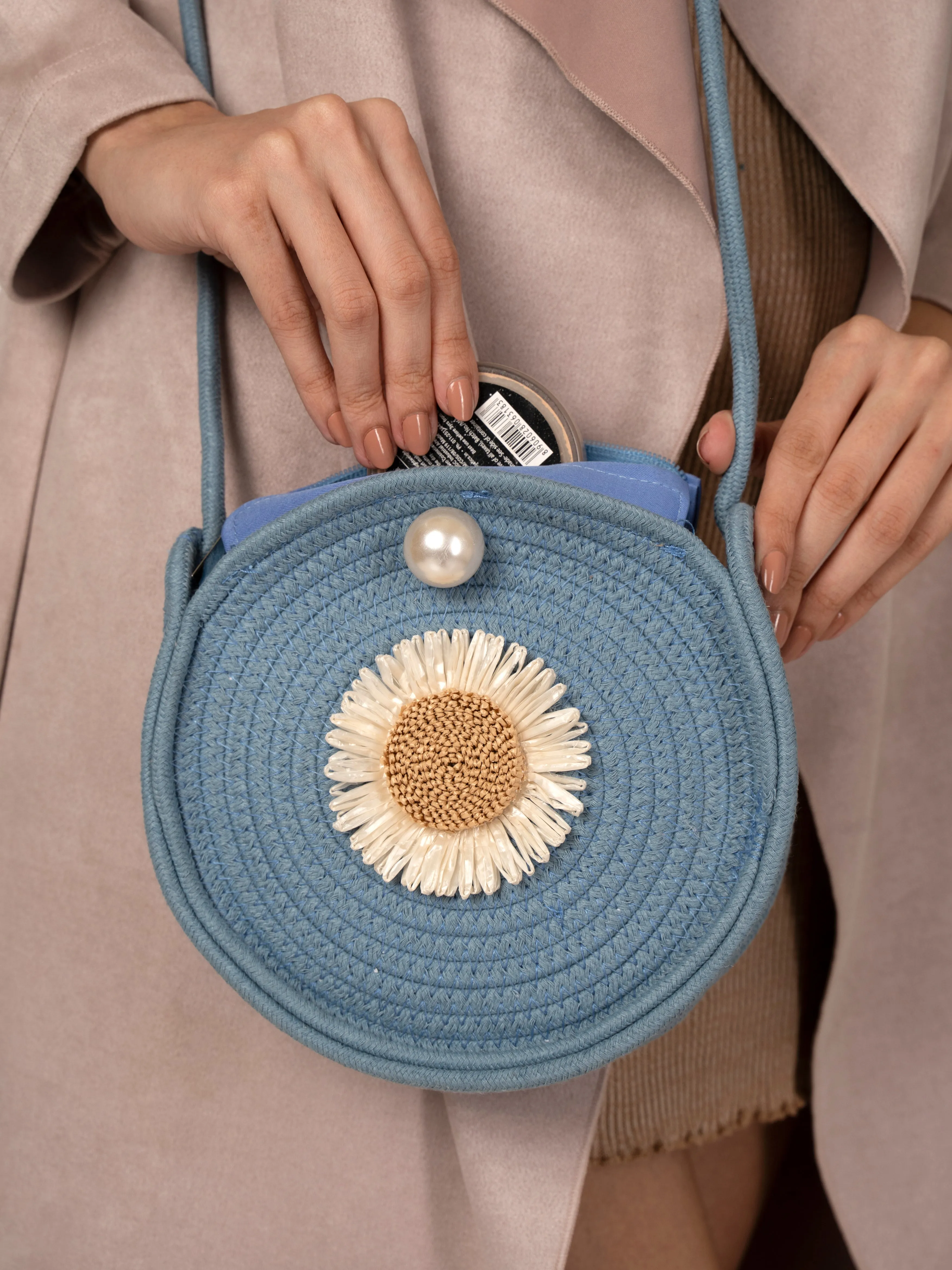 Blue threaded women fashion bag