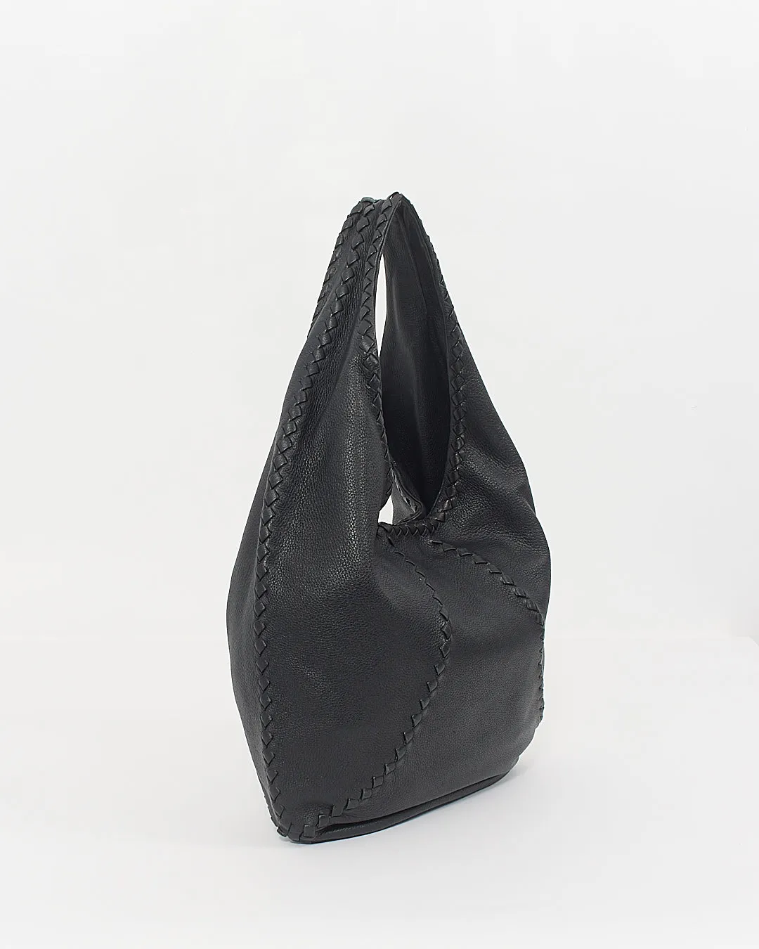 Bottega Veneta Black Leather Hobo Shoulder  Bag