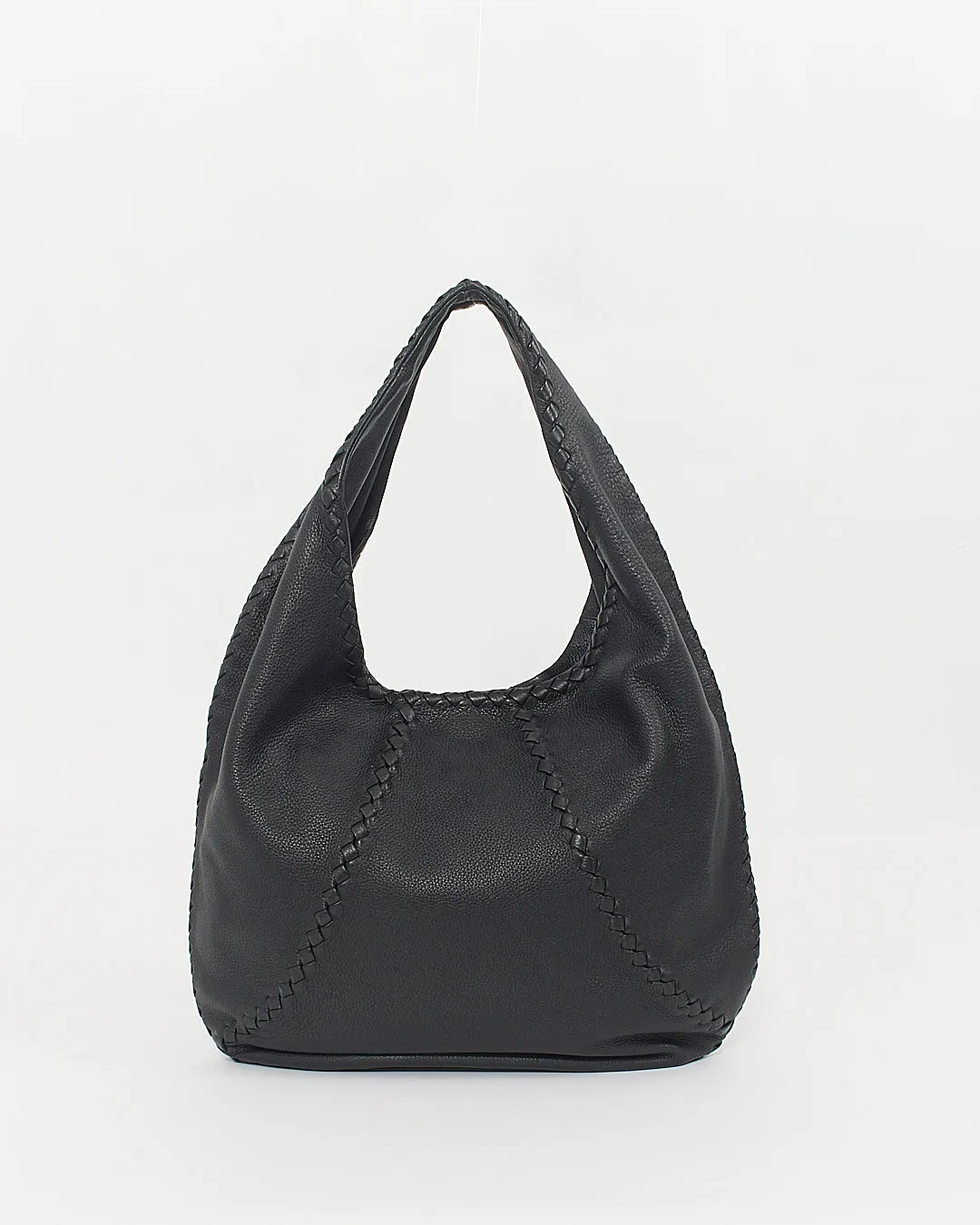 Bottega Veneta Black Leather Hobo Shoulder  Bag