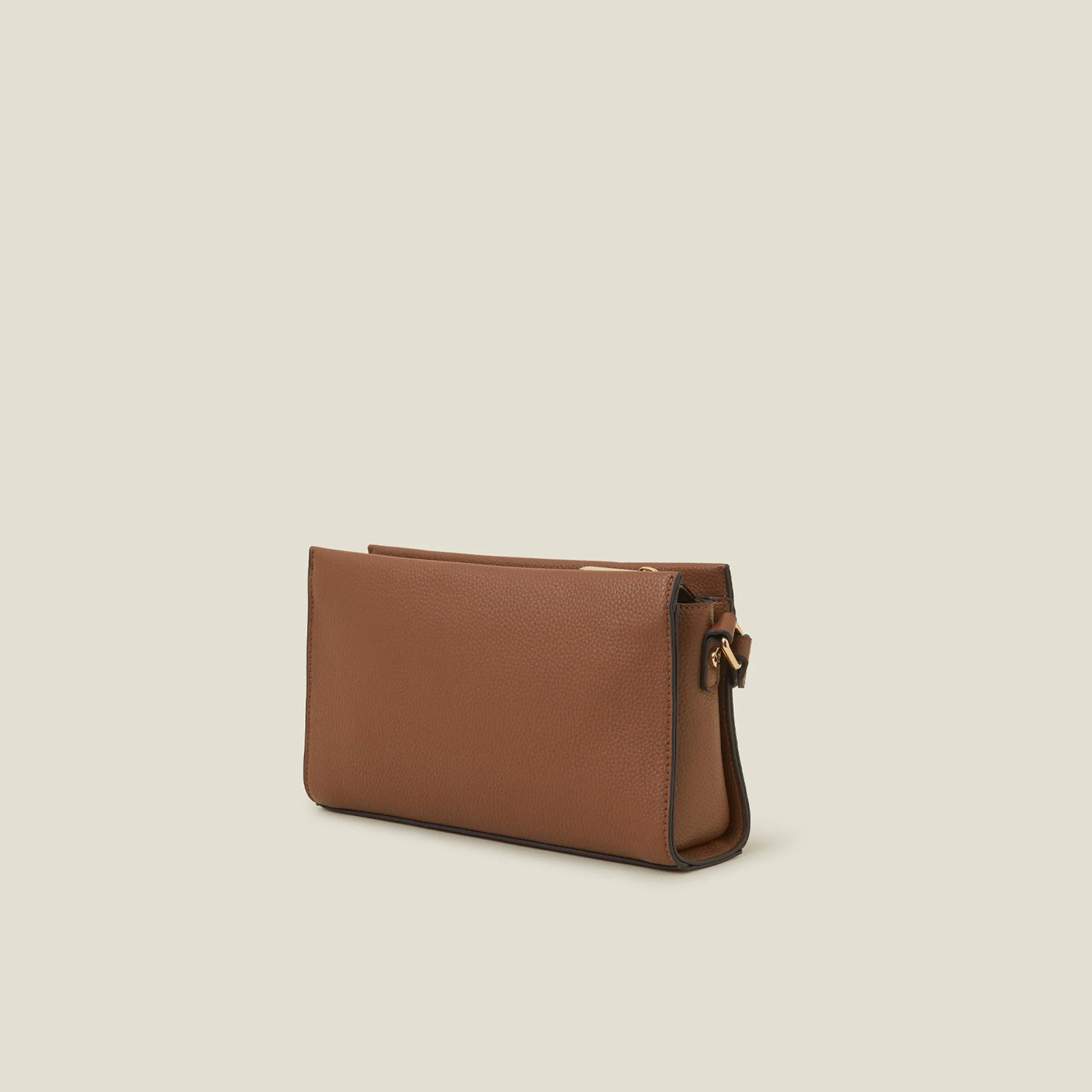 Brown Metal Twist-lock Sling Bag