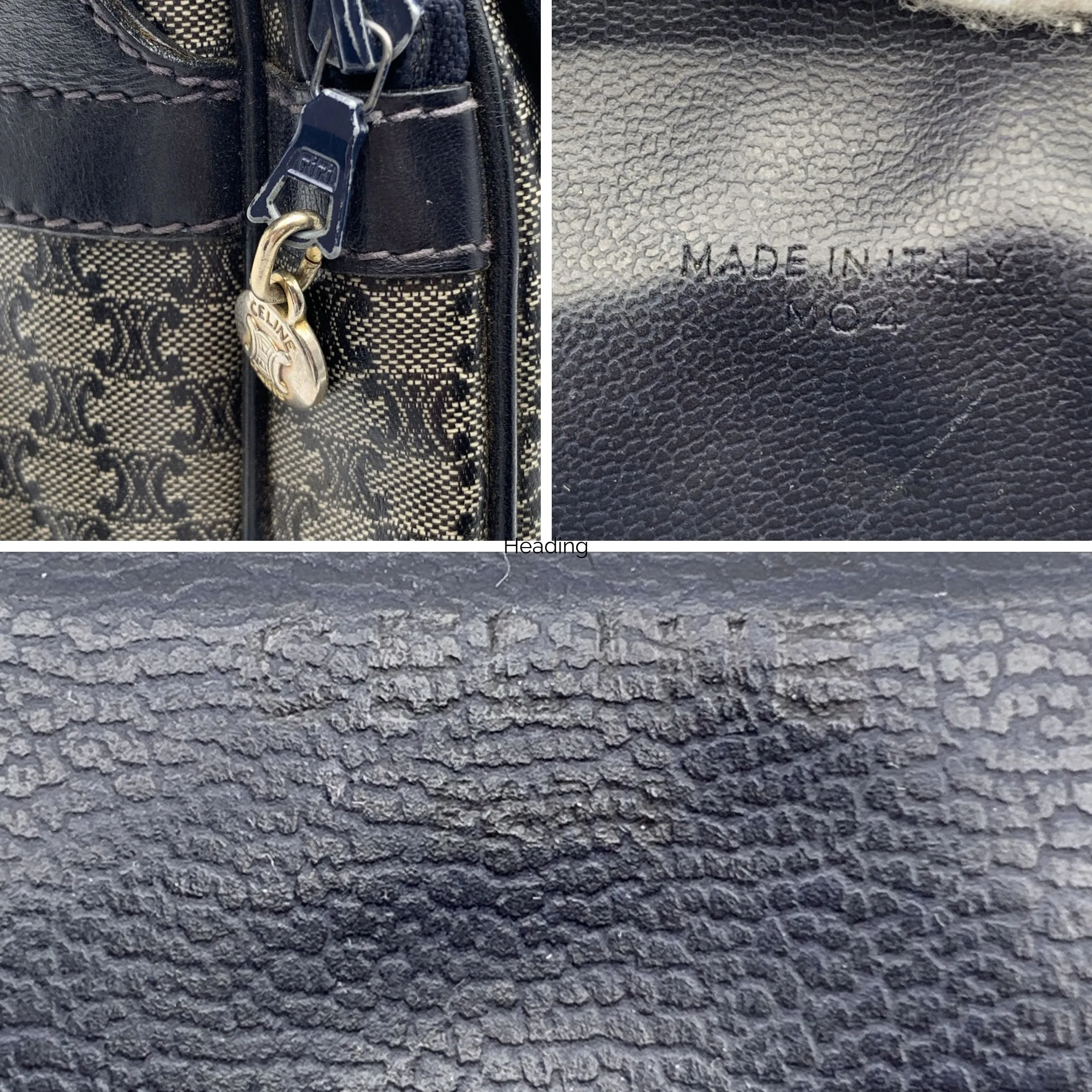 Celine Vintage Blue Macadam Vinyl Canvas Shoulder Bag
