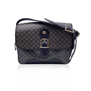 Celine Vintage Blue Macadam Vinyl Canvas Shoulder Bag