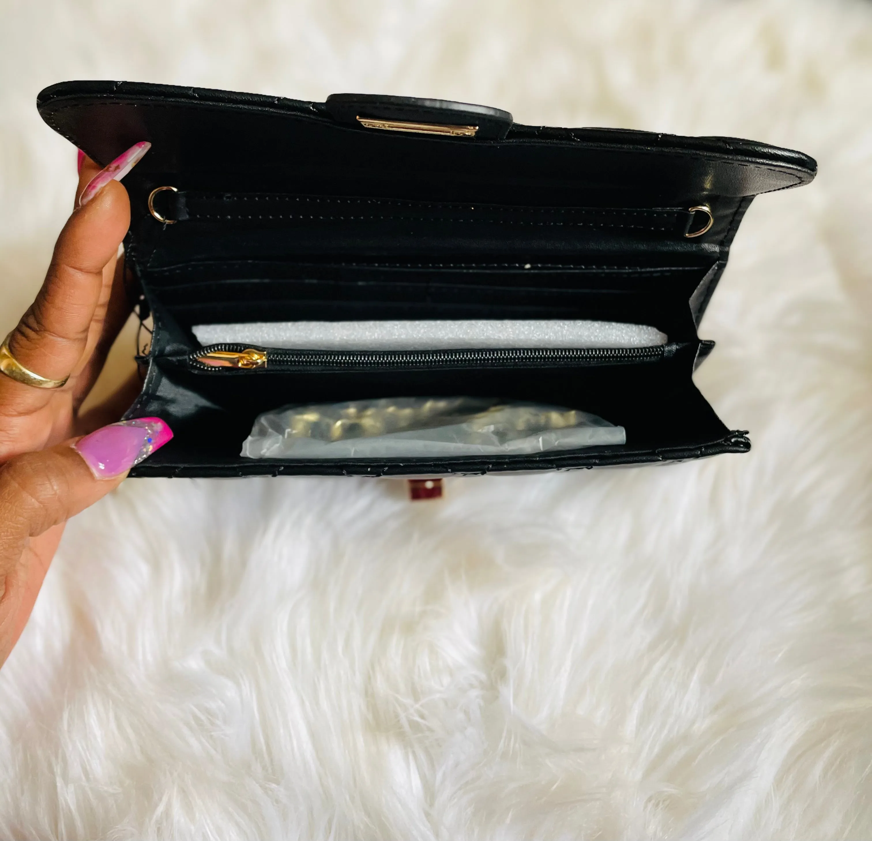 CoCo Inspo Quilted Faux Leather Wallet Purse (Camel, Red & Black)