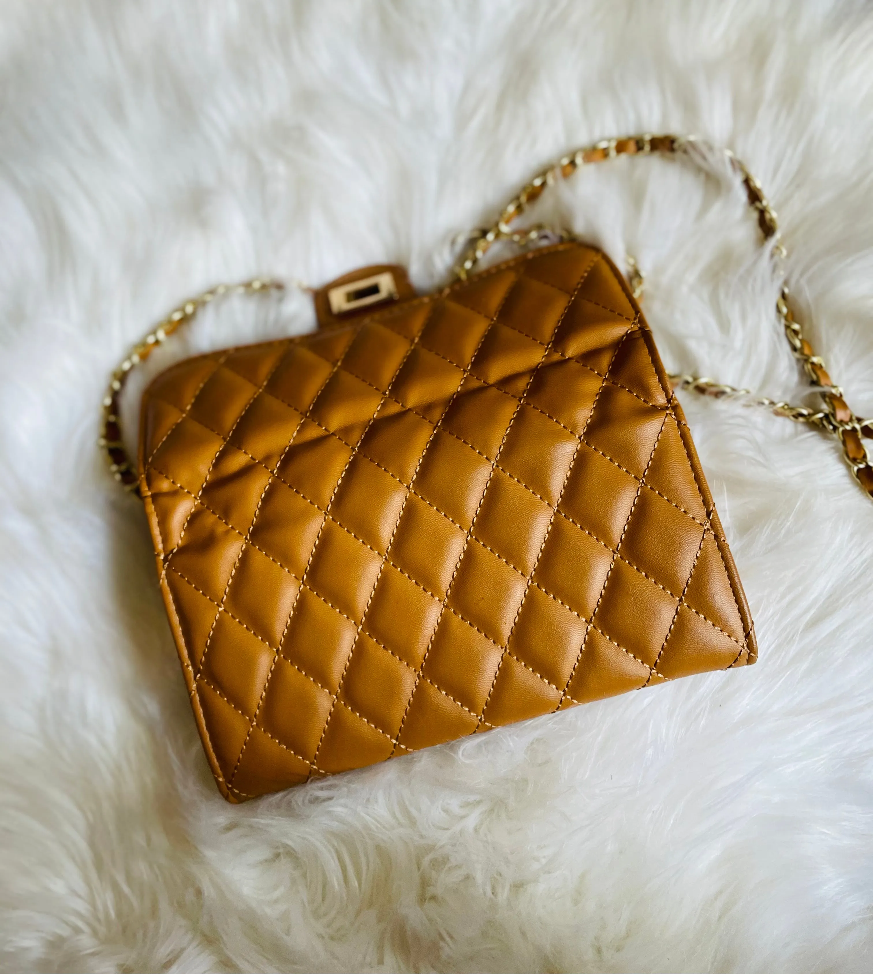 CoCo Inspo Quilted Faux Leather Wallet Purse (Camel, Red & Black)