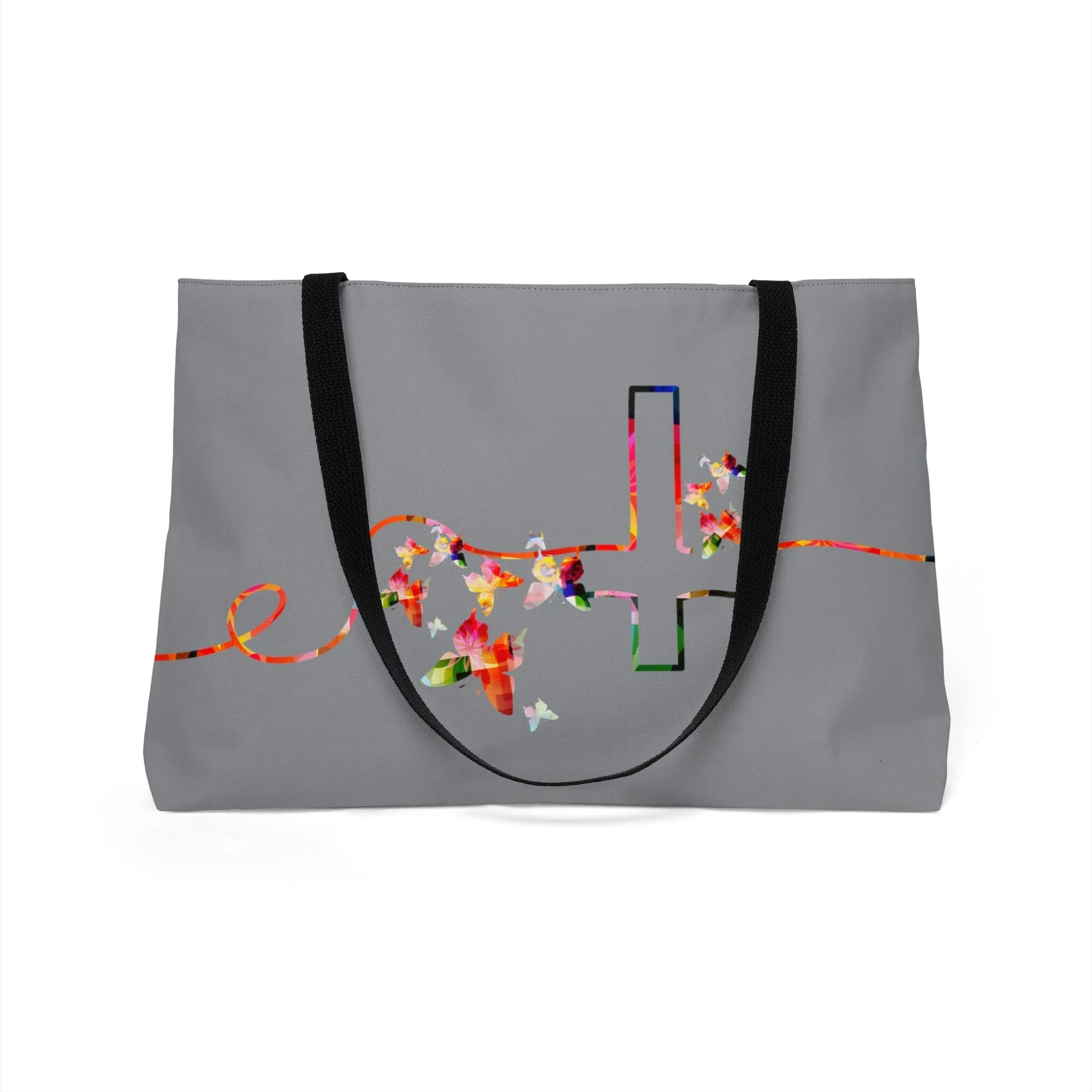 Cross and Butterflies Weekender Tote Bag