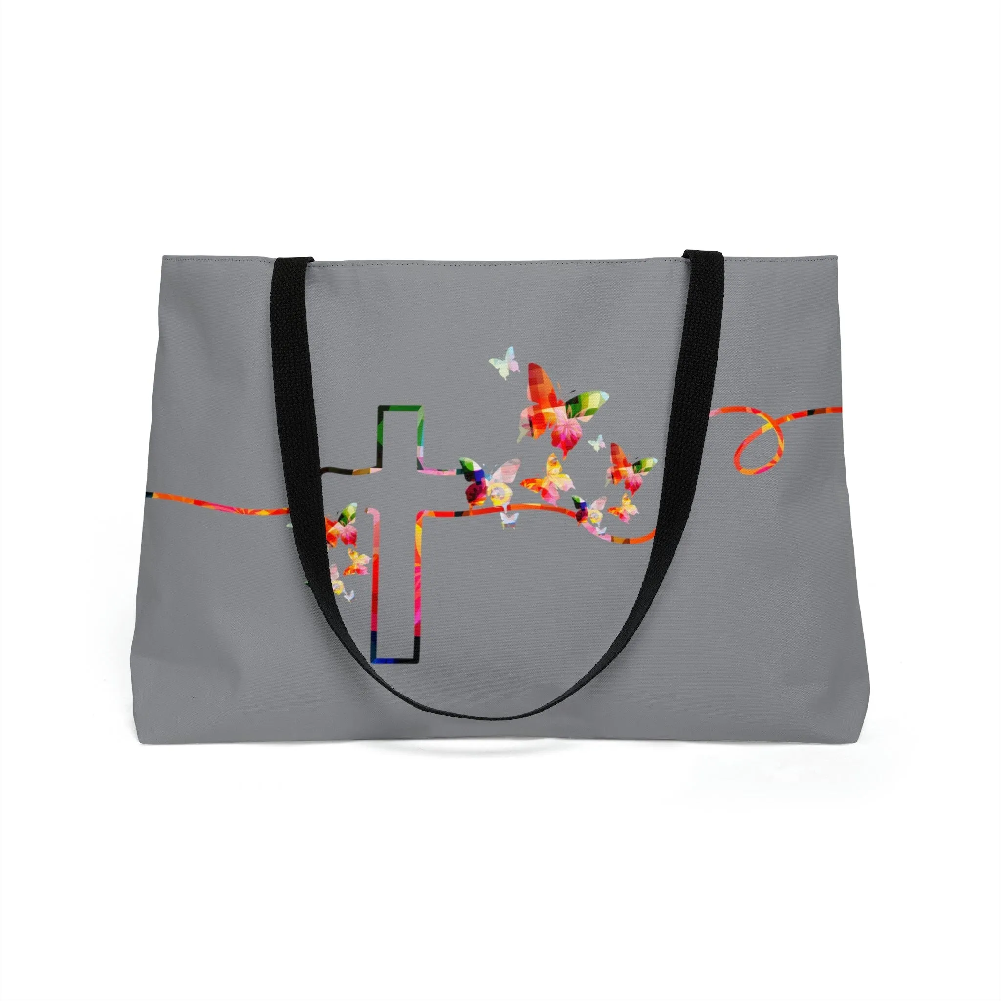 Cross and Butterflies Weekender Tote Bag