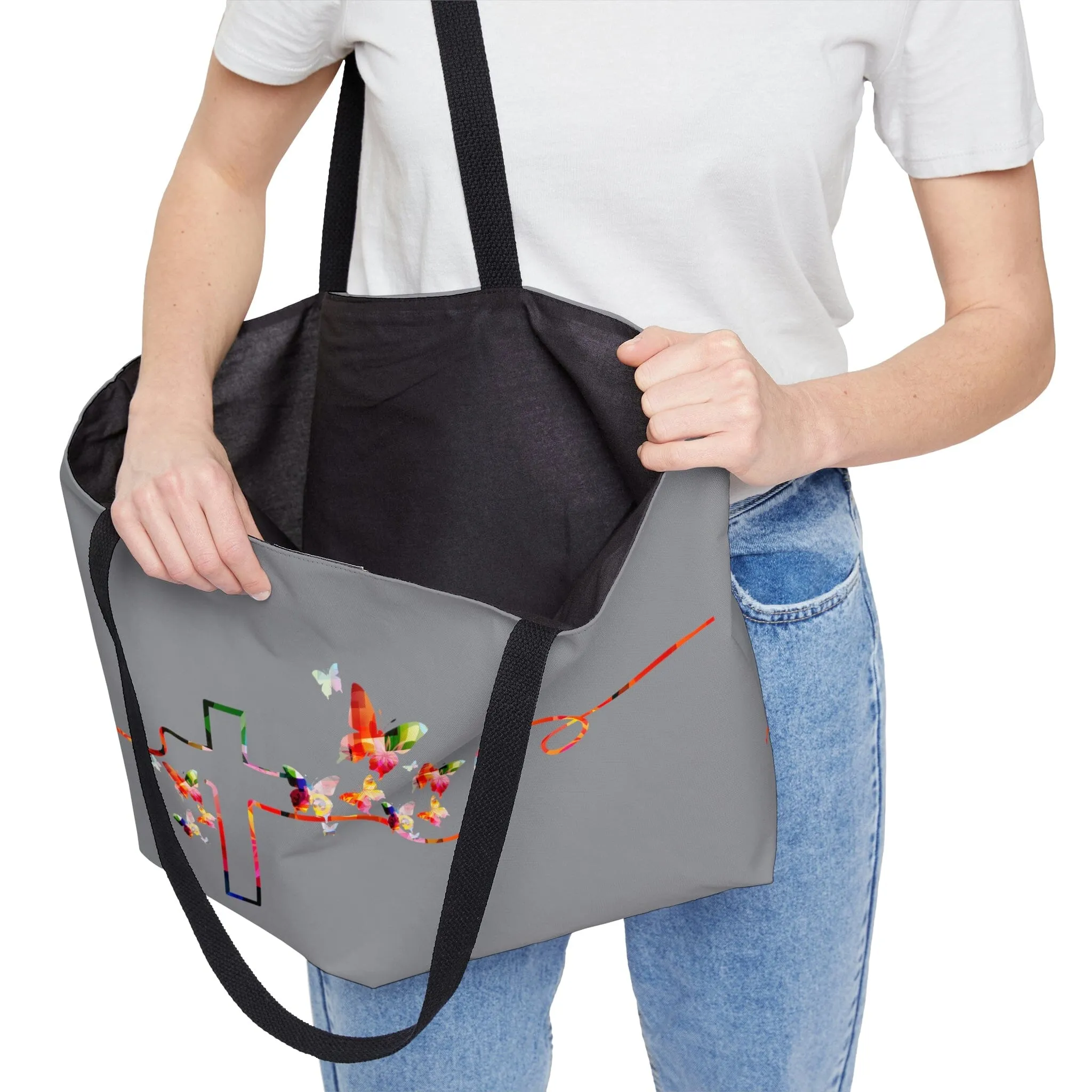 Cross and Butterflies Weekender Tote Bag
