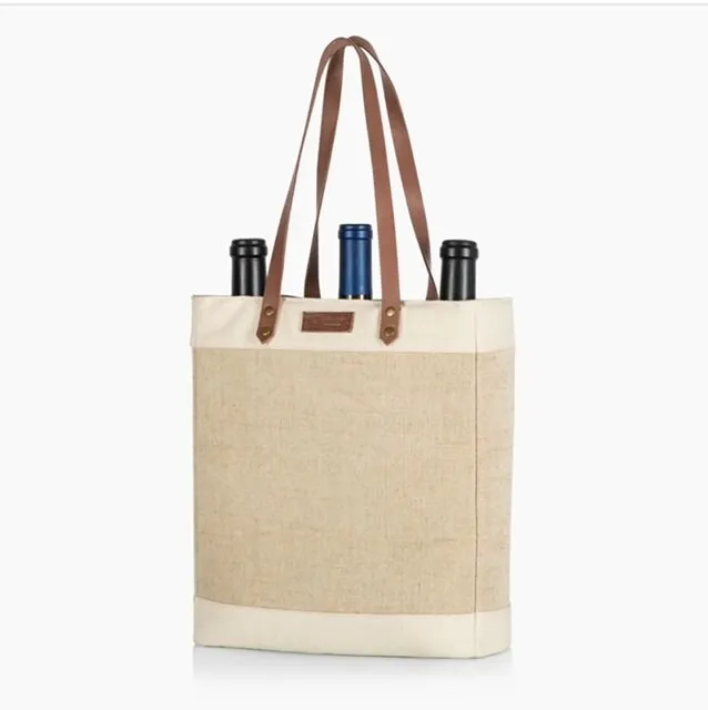 Custom Logo -3 Bottle Wine Tote Bag