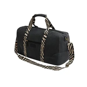 Escape Classic Canvas Weekender Bag With Zebra Print Straps  Black