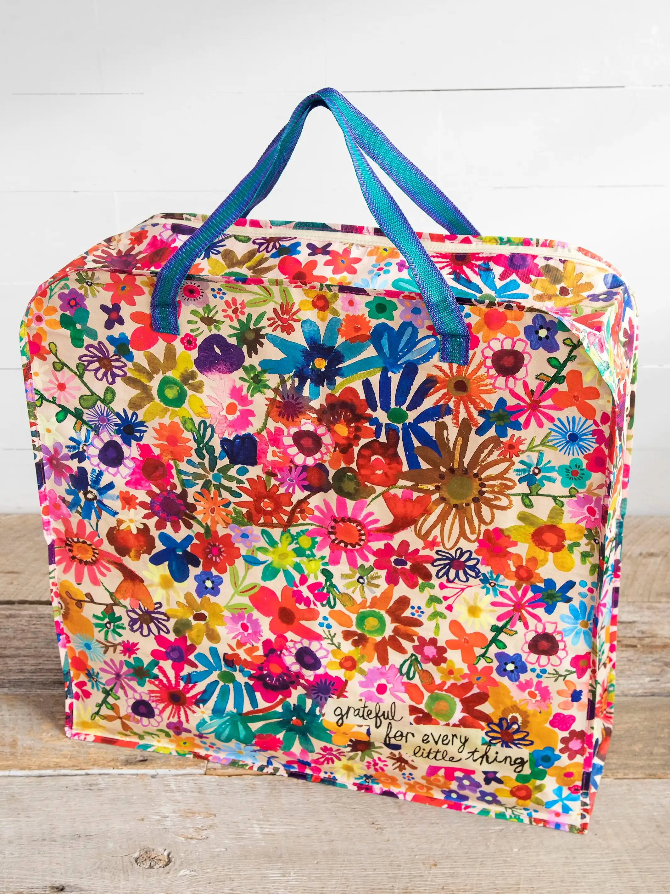 Happy XL Zip Tote Bag - Grateful