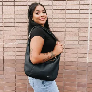 Hattie Shoulder Hobo Bag: Black