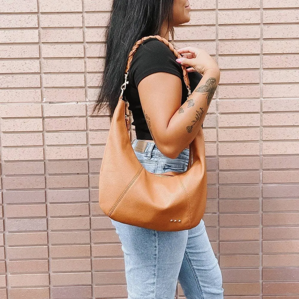 Hattie Shoulder Hobo Bag: Brown
