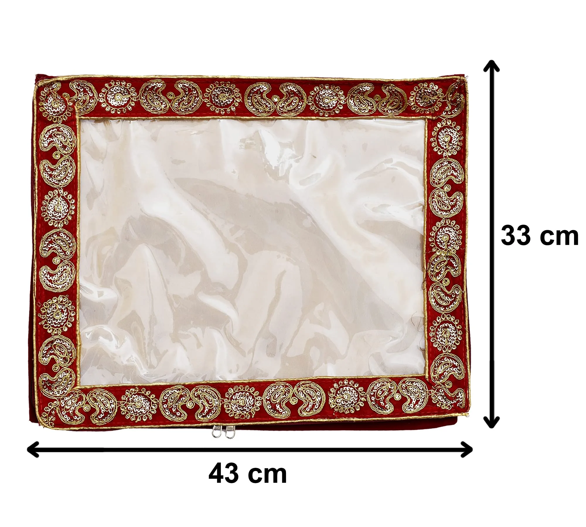 Heart Home Carry Design 3" inch Tranasparent PVC Saree Cover - Pack of 6 (Maroon)-HS_38_HEARTH21564