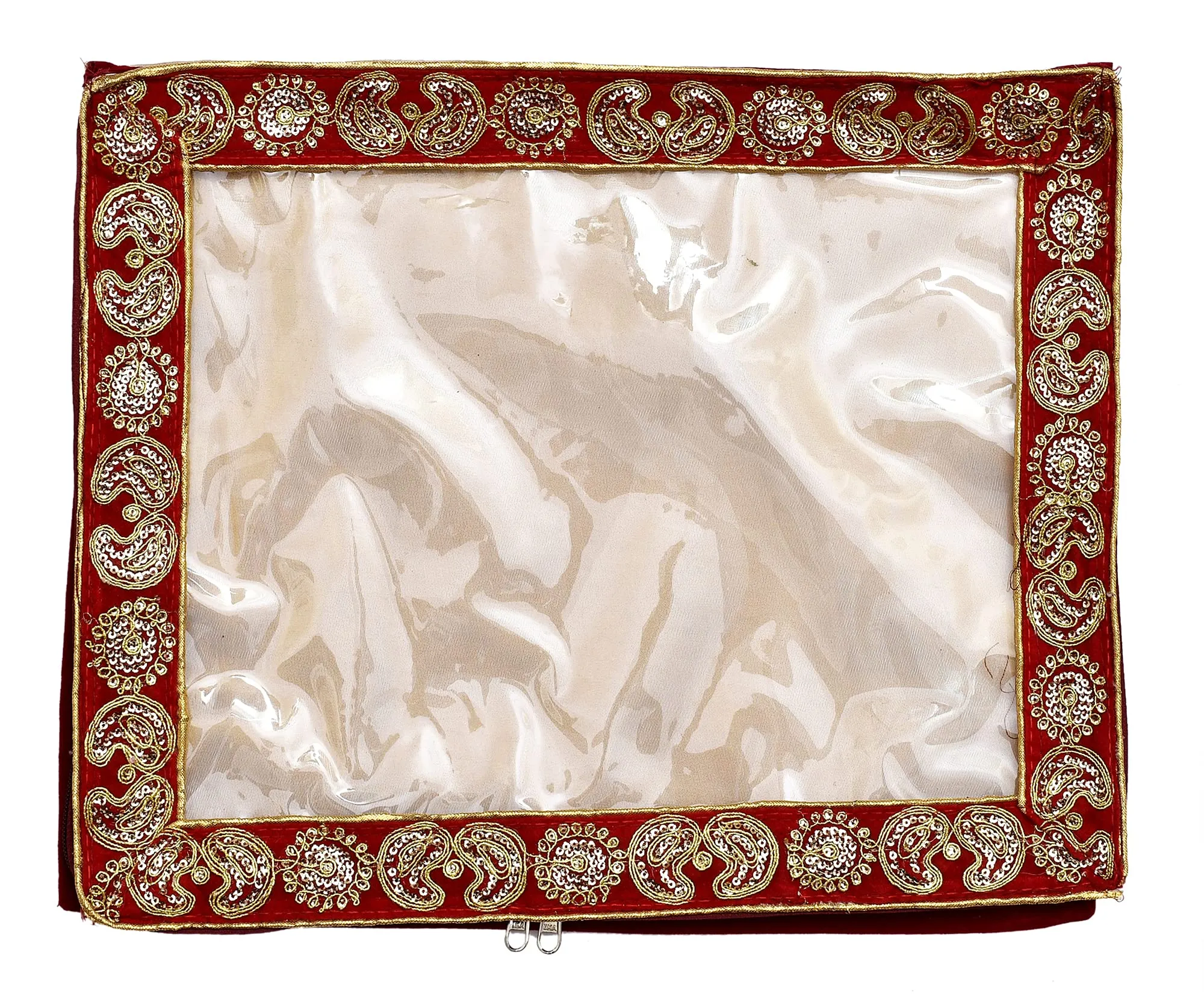 Heart Home Carry Design 3" inch Tranasparent PVC Saree Cover - Pack of 6 (Maroon)-HS_38_HEARTH21564