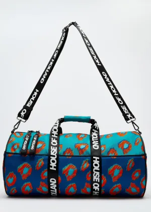 House of Holland Logo Pattern Holdall Bag In Blue