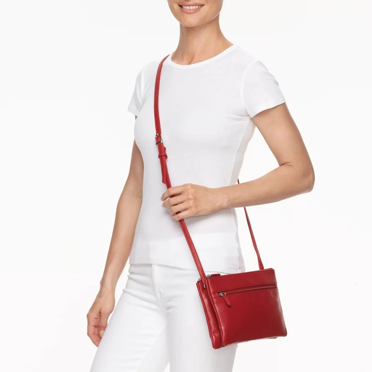 ili Double leather shoulder bag ili, red
