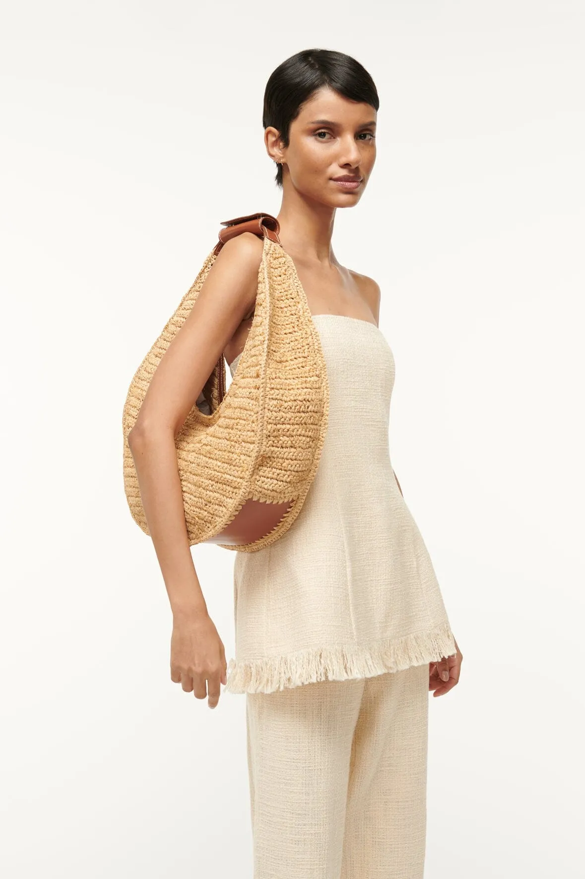 LARGE RAFFIA MOON BAG | NATURAL RAFFIA