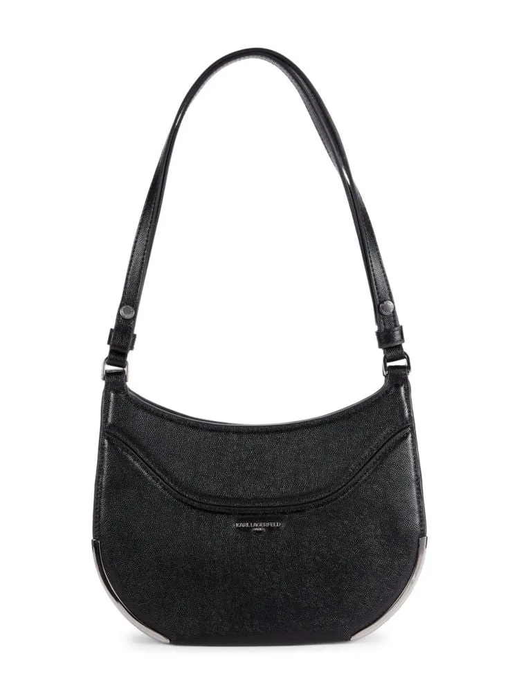 Milou Karl Lagerfeld Paris Leather Hobo Bag, Black Silver