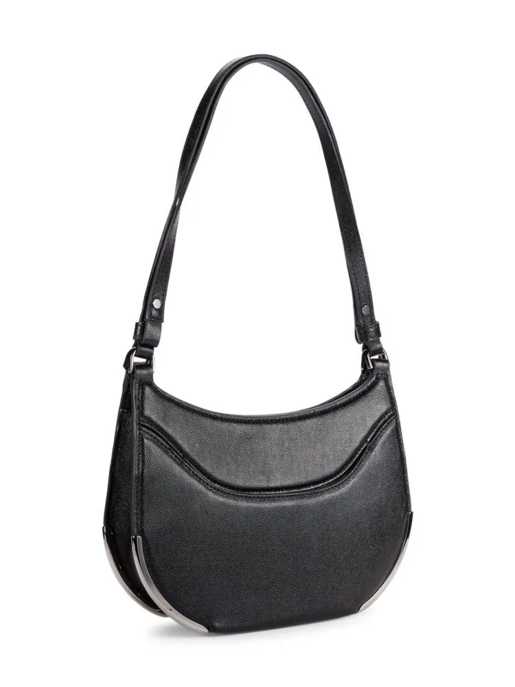 Milou Karl Lagerfeld Paris Leather Hobo Bag, Black Silver