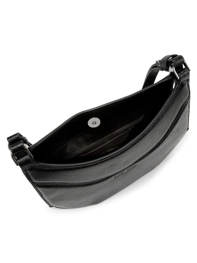 Milou Karl Lagerfeld Paris Leather Hobo Bag, Black Silver