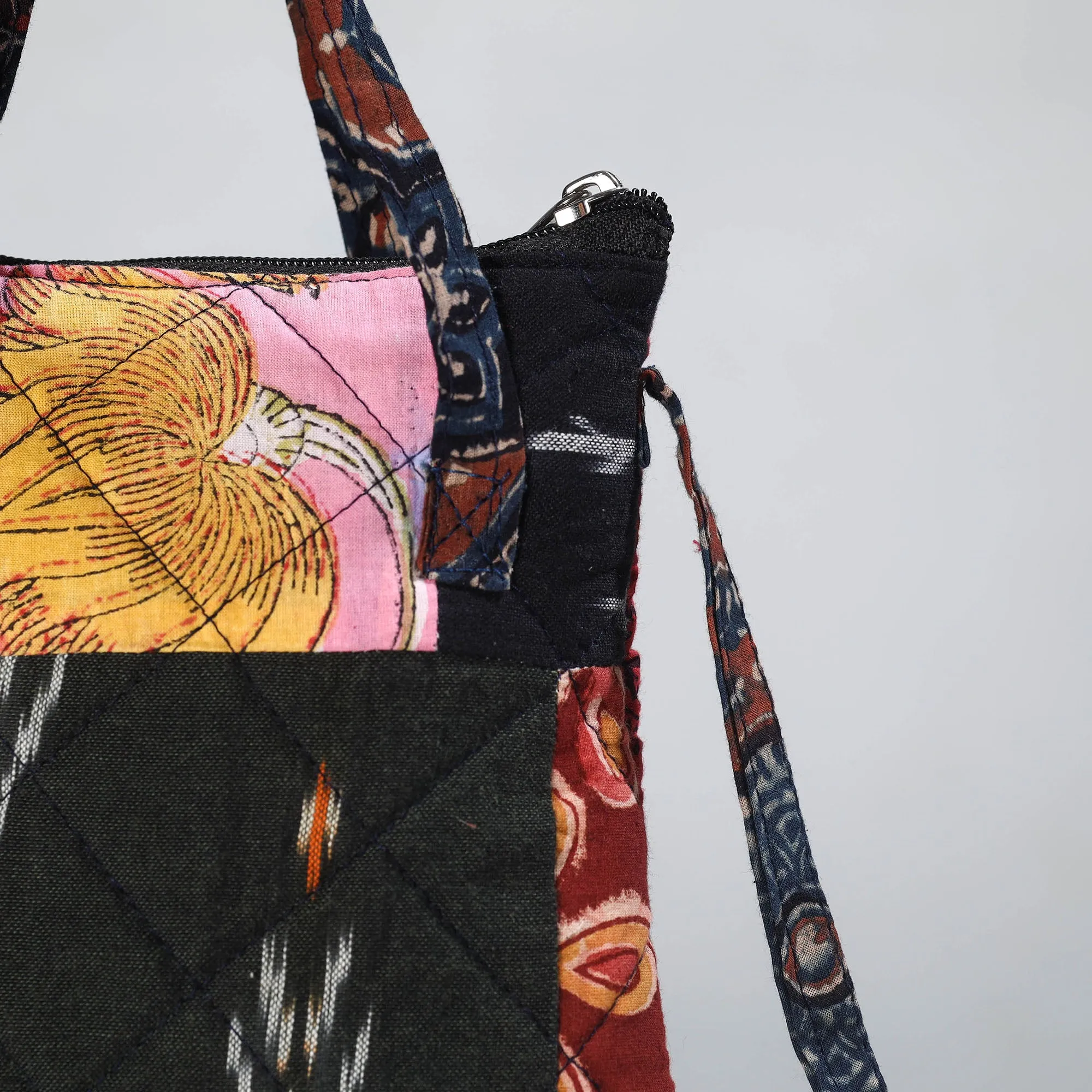 Multicolor - Handmade Quilted Cotton Patchwork Sling Bag 12