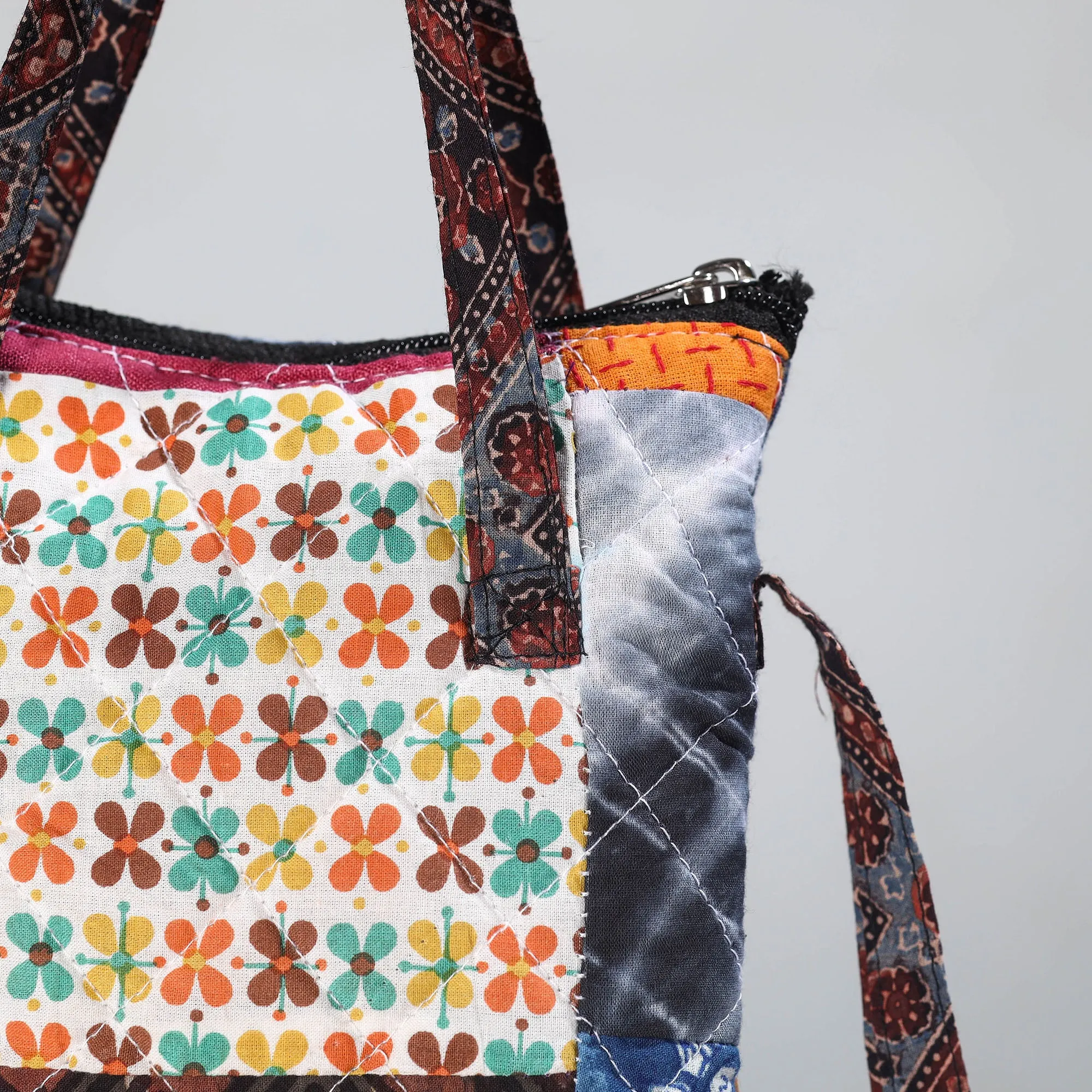 Multicolor - Handmade Quilted Cotton Patchwork Sling Bag 29