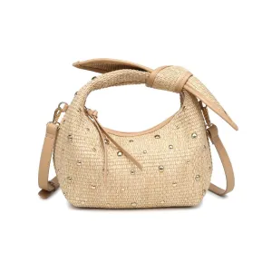 Nisha Studded Straw Crossbody Bag