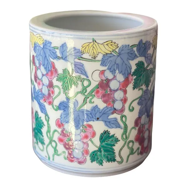 Pink, Green, Lavender Grape Leaf Utensil Holder/Cylinder Vase