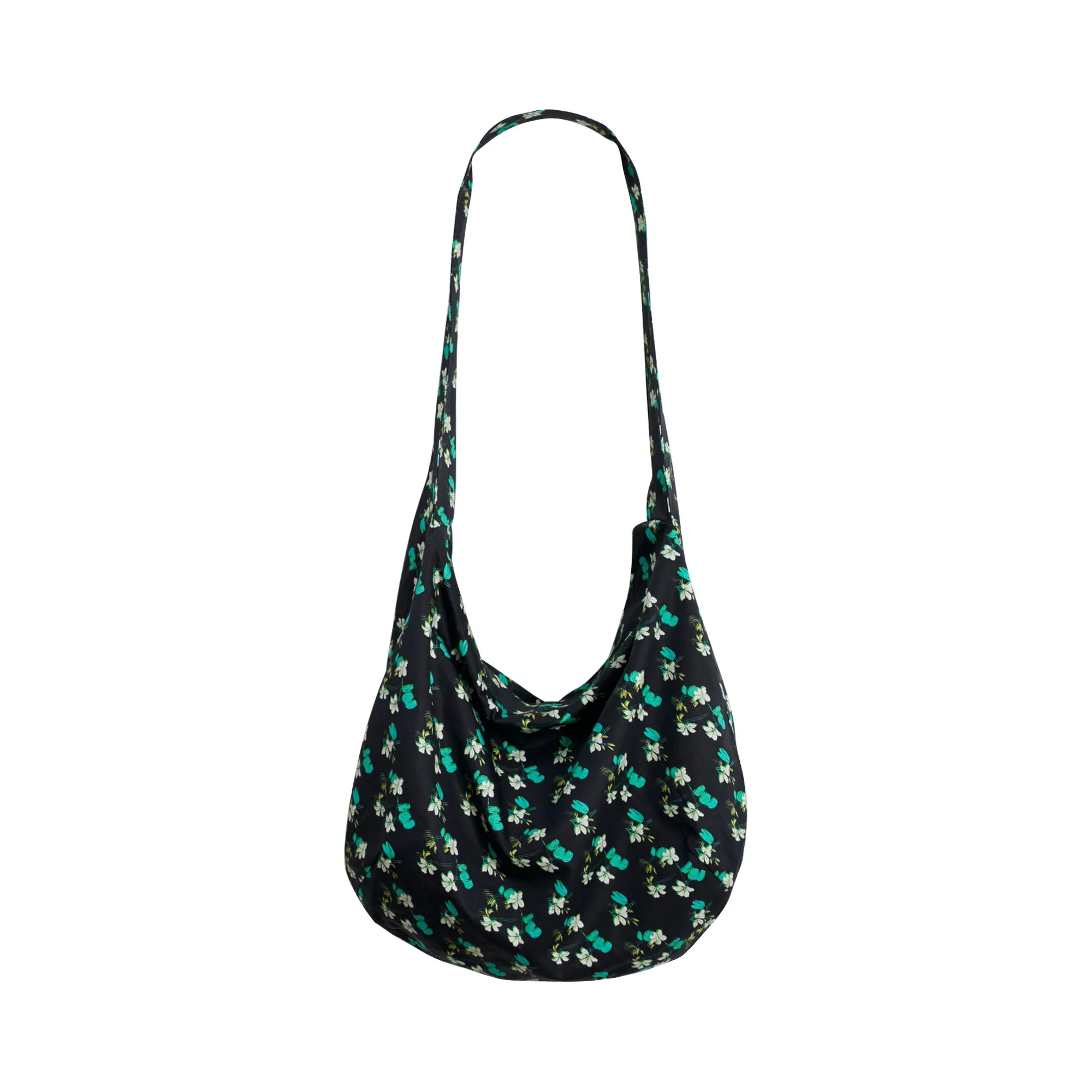 "Beach Blossom" Hobo Crossbody Bag - Midnight Green
