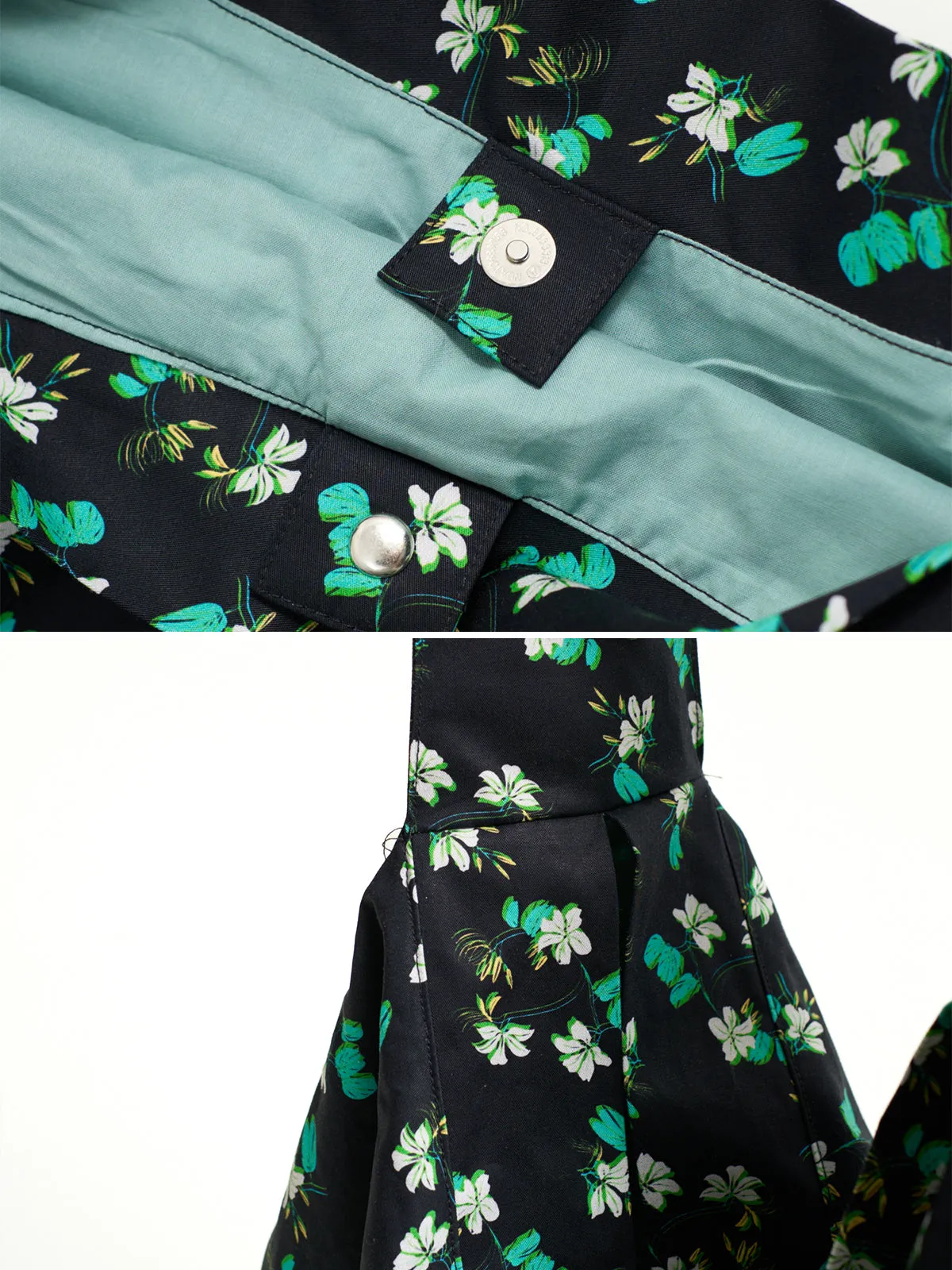 "Beach Blossom" Hobo Crossbody Bag - Midnight Green