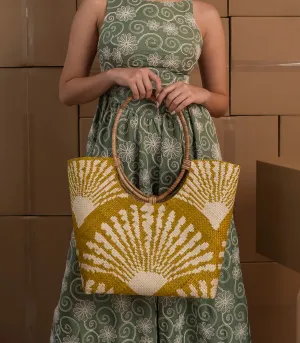 Ravenala Ovali Large Tote (Yellow/White)