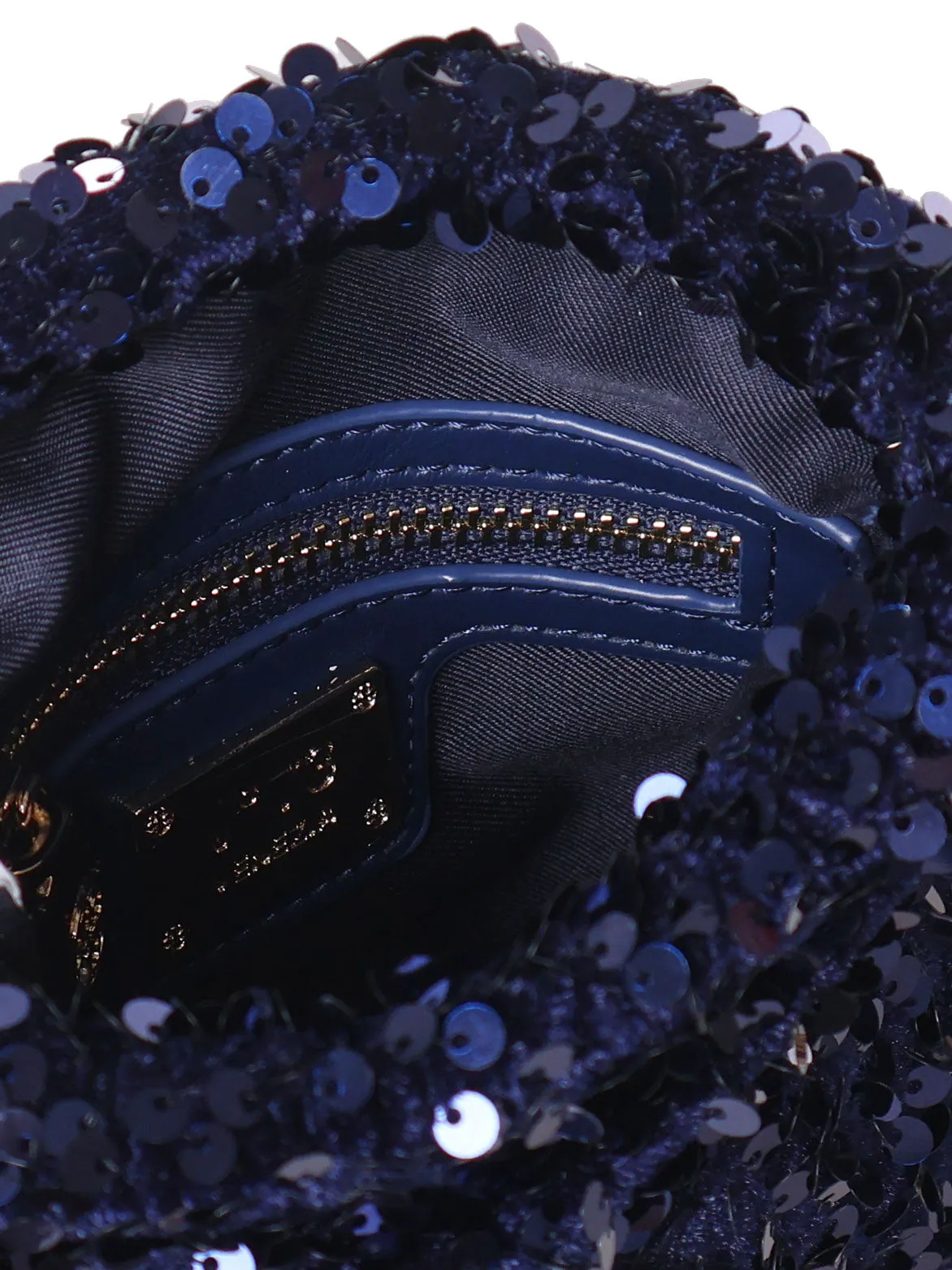 Soft Drawstring Clutch Bag in Black and Blue