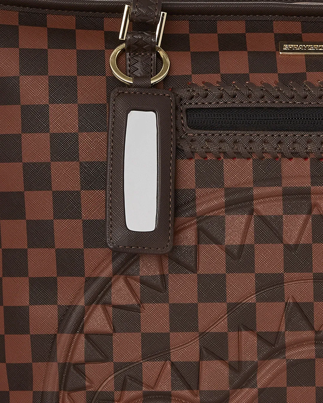Sprayground Core Emboss Check Tote In Brown Black For Women