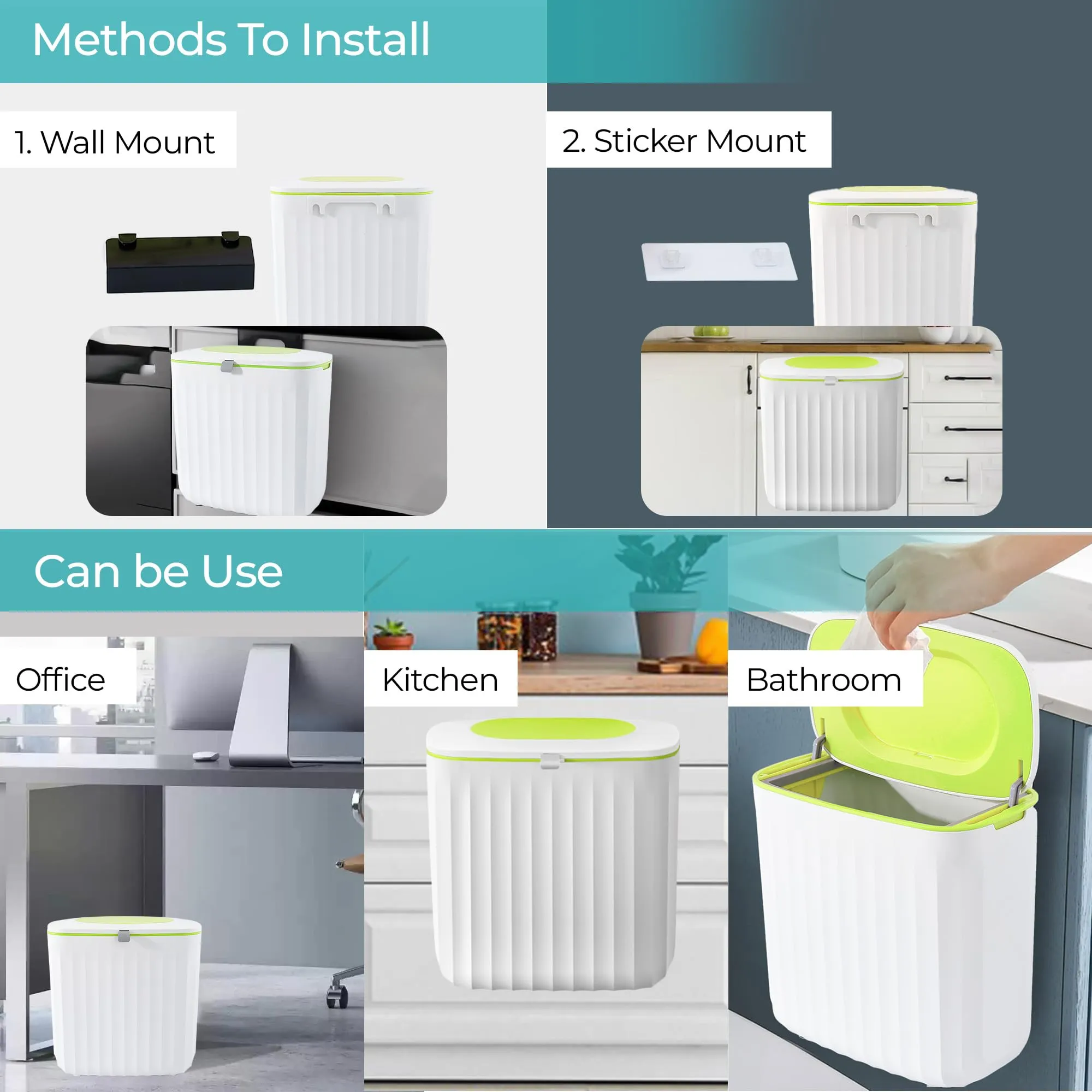 The Better Home 8L Dustbin For Kitchen | Dustbin For Bathroom | 25 cm Automatic Smart Sensor Dustbin For Bedroom | Steel Dustbin With Lid | Dustbin For Office | Garbage Bin - Green