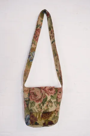 Vintage Rose Bloom Tapestry Side Pouch Bag