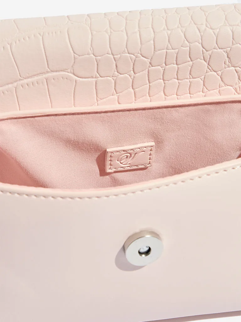 Westside Pink Faux Leather Textured Sling Bag