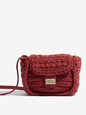 Westside Red Crochet-Detailed Sling Bag