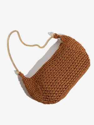 Westside Tan Crochet-Detailed Sling Bag