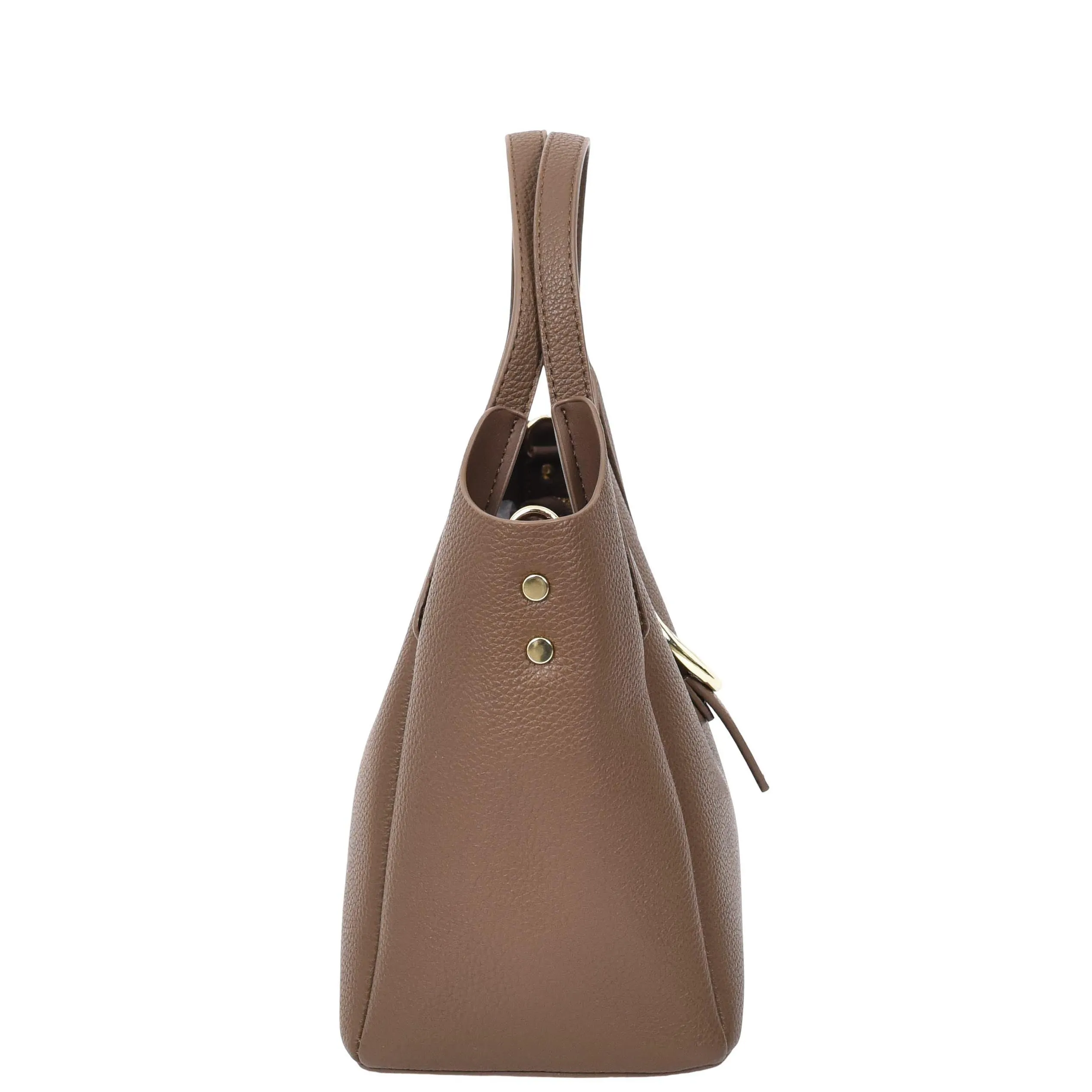 Womens Leather-Look Handbag Casual Basket Shape Small Fashion Tote Bag AH181 Brown