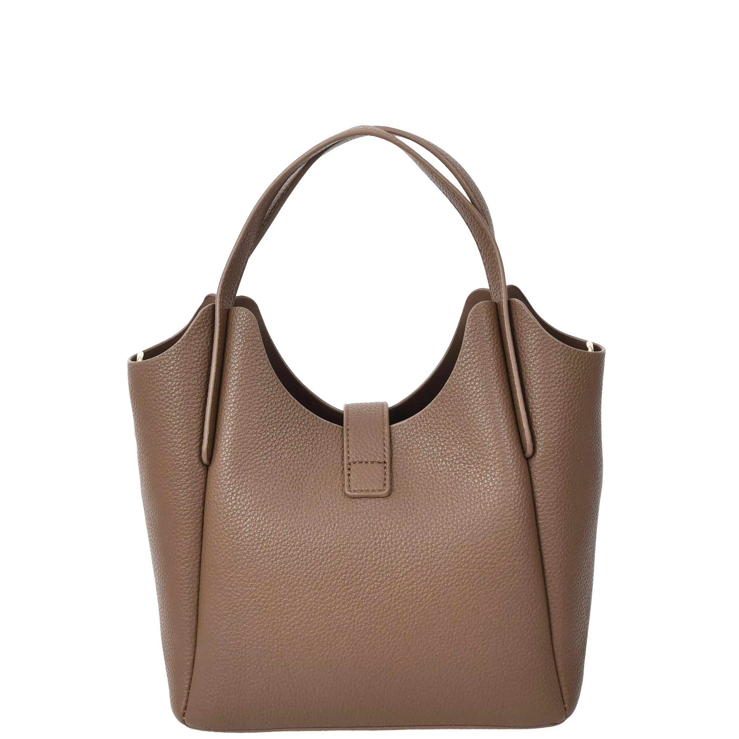Womens Leather-Look Handbag Casual Basket Shape Small Fashion Tote Bag AH181 Brown