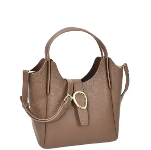 Womens Leather-Look Handbag Casual Basket Shape Small Fashion Tote Bag AH181 Brown